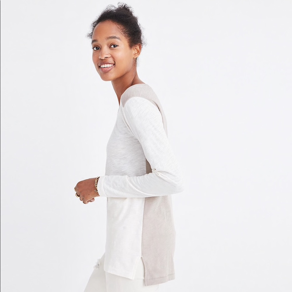 [NWT] MADEWELL Long-Sleeve Colorblock Crewneck Tee